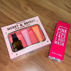 NWT Trader Joe’s Merry & Bright Skin Care Trio and Pink Peppermint Face Mask